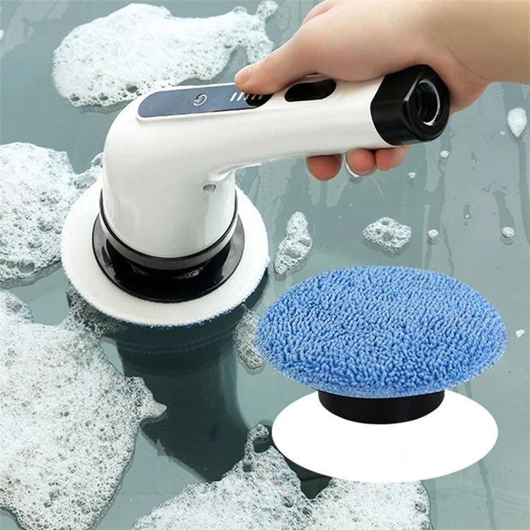 Long Handle Electric Spin Brush Cordless Shower Scrubber with 8 Replacement Heads