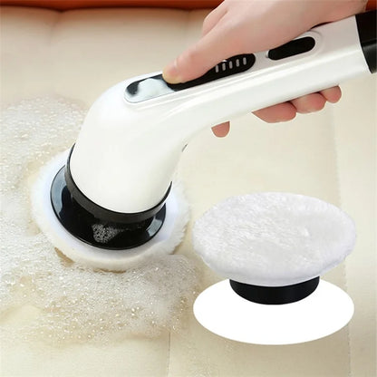 Long Handle Electric Spin Brush Cordless Shower Scrubber with 8 Replacement Heads