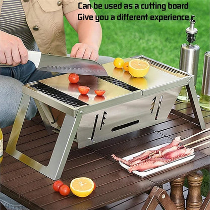 Foldable Camping Picnic BBQ Stove Stainless Steel Charcoal Burning Barbecue Stove (No FDA, BPA-Free)