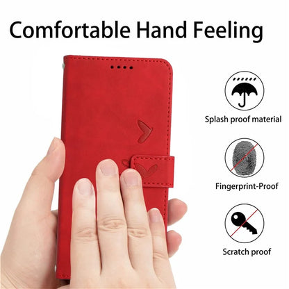 For Oppo A60 4G Case Heart Imprinted PU Leather Wallet Phone Cover with Strap