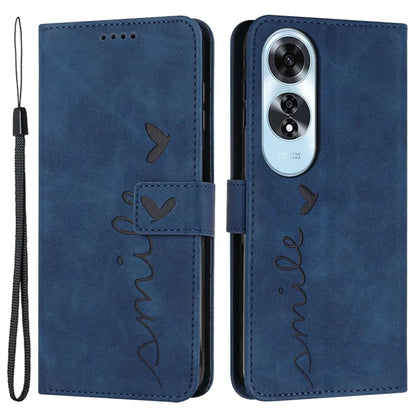 For Oppo A60 4G Case Heart Imprinted PU Leather Wallet Phone Cover with Strap