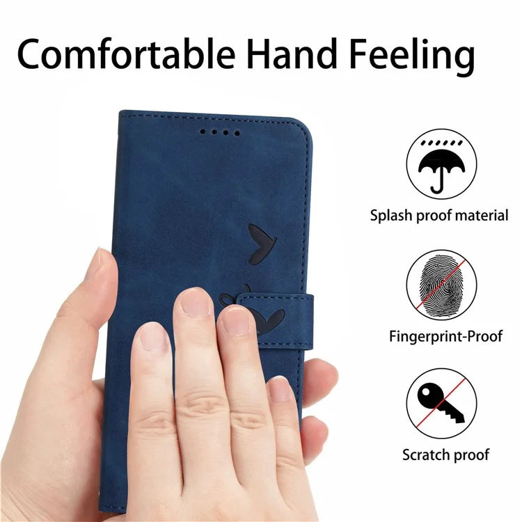 For Oppo A60 4G Case Heart Imprinted PU Leather Wallet Phone Cover with Strap