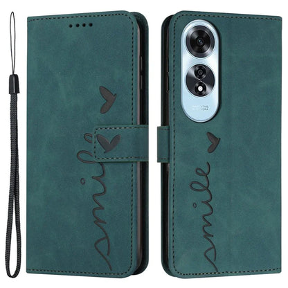 For Oppo A60 4G Case Heart Imprinted PU Leather Wallet Phone Cover with Strap