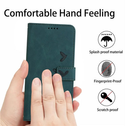 For Oppo A60 4G Case Heart Imprinted PU Leather Wallet Phone Cover with Strap