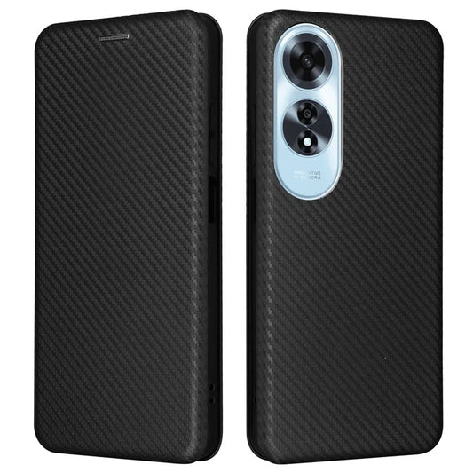 For Oppo A60 4G Case Card Slots Phone Leather Cover Carbon Fiber Texture