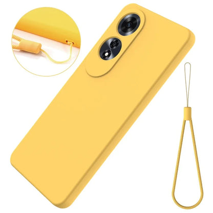 For Oppo A60 4G Cell Phone Case Liquid Silicone Scratch Resistant Phone Cover with Strap