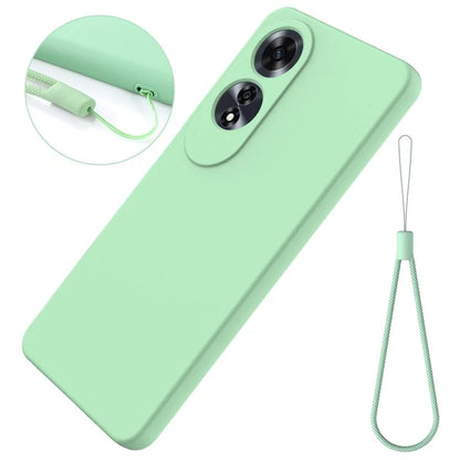 For Oppo A60 4G Cell Phone Case Liquid Silicone Scratch Resistant Phone Cover with Strap