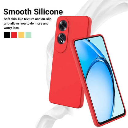 For Oppo A60 4G Cell Phone Case Liquid Silicone Scratch Resistant Phone Cover with Strap