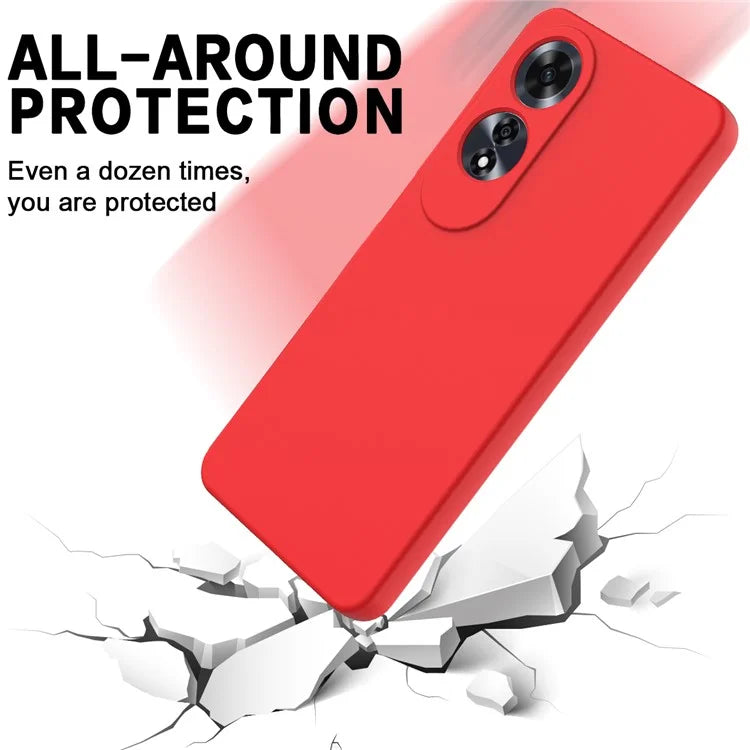 For Oppo A60 4G Cell Phone Case Liquid Silicone Scratch Resistant Phone Cover with Strap