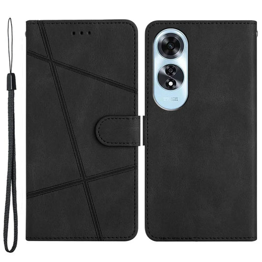 For Oppo A60 4G Case Line Pattern Flip Leather Phone Cover with Card Slots