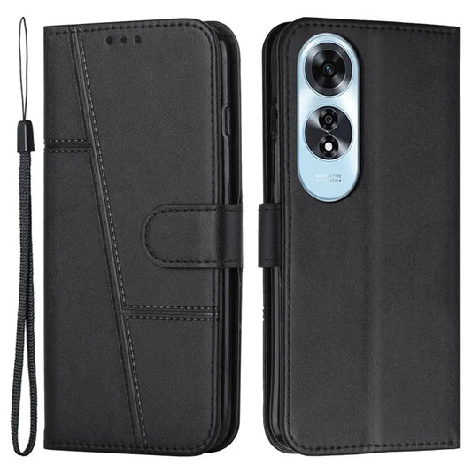 For Oppo A60 4G Case Fall Protection Calf Texture PU Leather Wallet Phone Cover