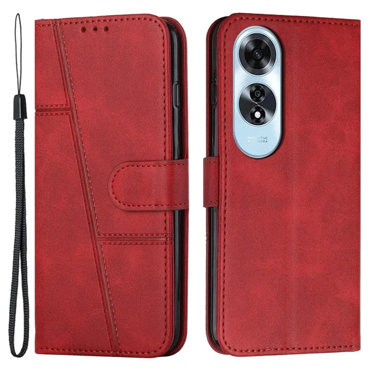 For Oppo A60 4G Case Fall Protection Calf Texture PU Leather Wallet Phone Cover