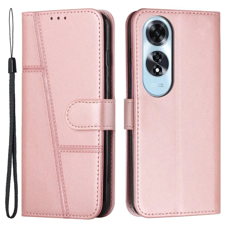 For Oppo A60 4G Case Fall Protection Calf Texture PU Leather Wallet Phone Cover