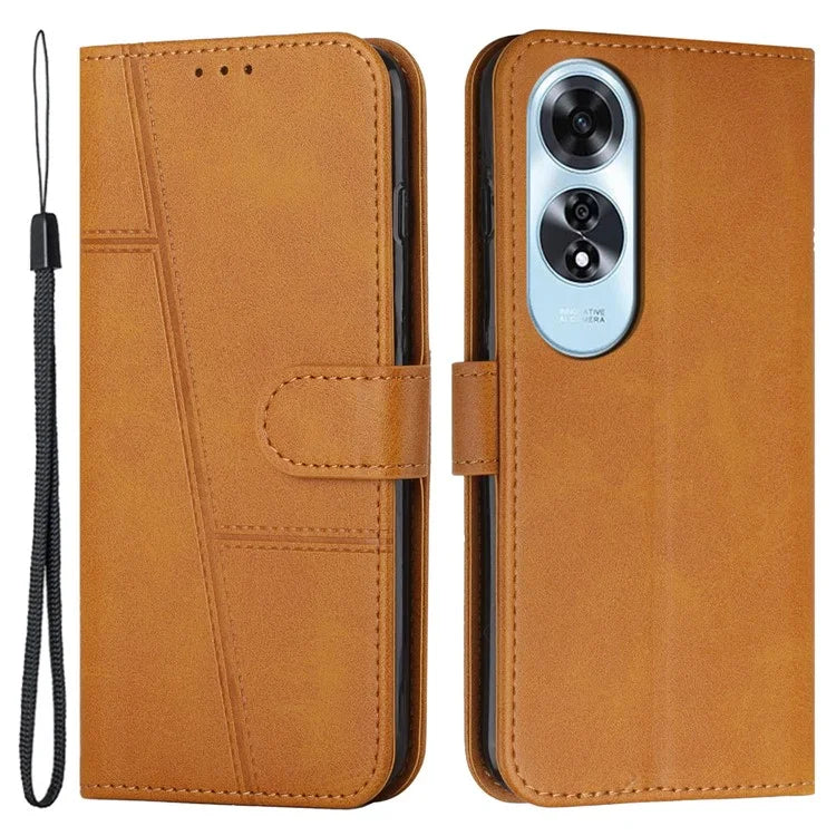 For Oppo A60 4G Case Fall Protection Calf Texture PU Leather Wallet Phone Cover