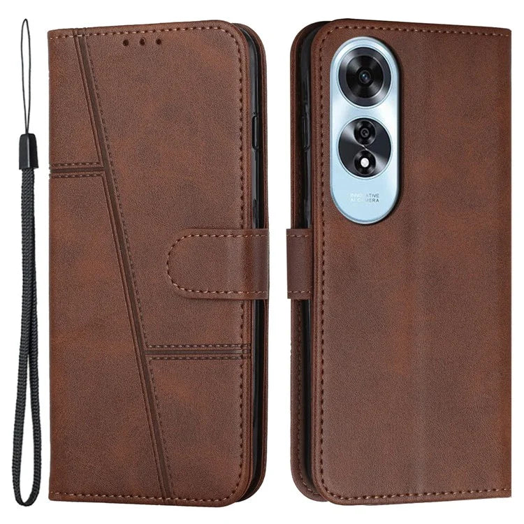 For Oppo A60 4G Case Fall Protection Calf Texture PU Leather Wallet Phone Cover