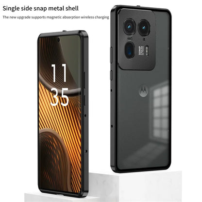 For Motorola Edge 50 Ultra 5G / Moto X50 Ultra 5G Case Pop-Up Snap Lock Aluminium Alloy+PC Matte Phone Cover