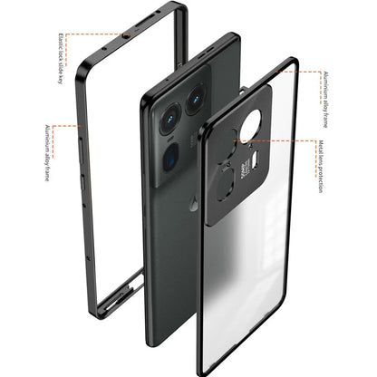 For Motorola Edge 50 Ultra 5G / Moto X50 Ultra 5G Case Pop-Up Snap Lock Aluminium Alloy+PC Matte Phone Cover