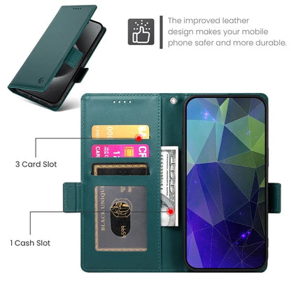 DF-010 For Samsung Galaxy S23 Ultra Case PU Leather Dual Magnetic Clasps Phone Coverish Green