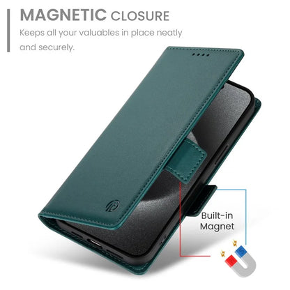 DF-010 For Samsung Galaxy S23 Ultra Case PU Leather Dual Magnetic Clasps Phone Coverish Green