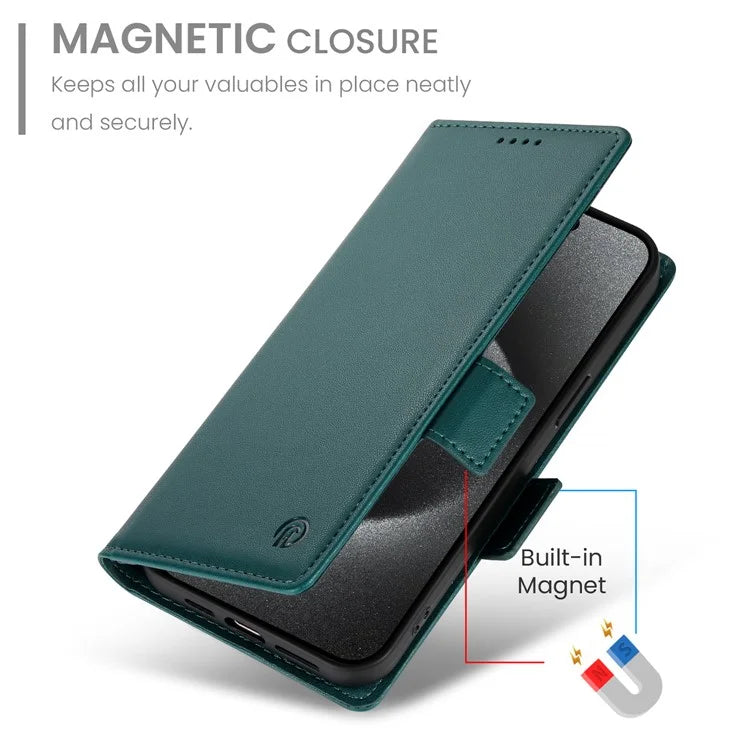 DF-010 For Samsung Galaxy S24 Ultra Case Leather Wallet Folio Flip Phone Coverish Green