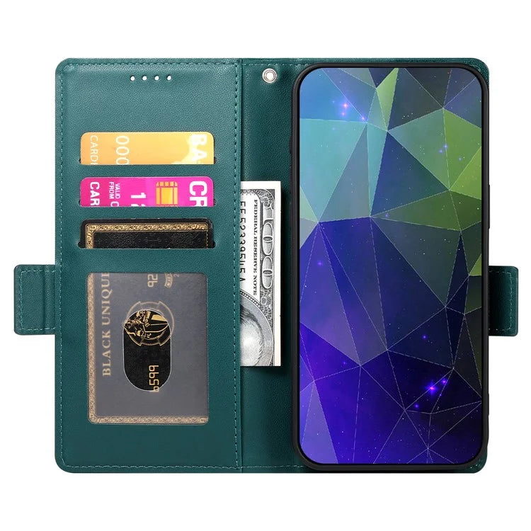 DF-010 For Samsung Galaxy A35 5G Case Leather Phone Cover with Side Magnetic Claspsish Green