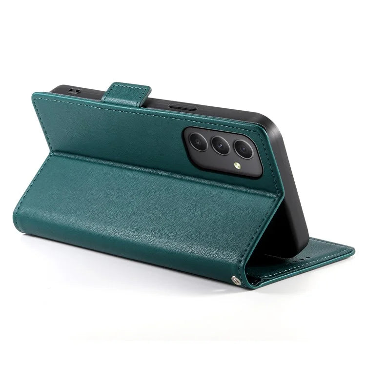 DF-010 For Samsung Galaxy A35 5G Case Leather Phone Cover with Side Magnetic Claspsish Green