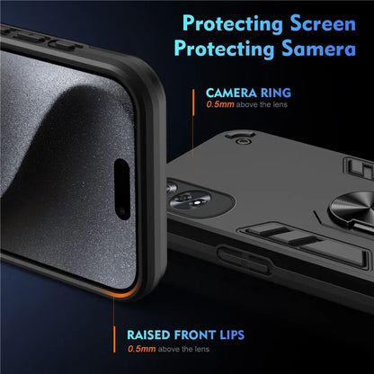 For Oppo A60 4G Case PC+TPU Anti-Scratch Phone Shell with Finger Ring Kickstand