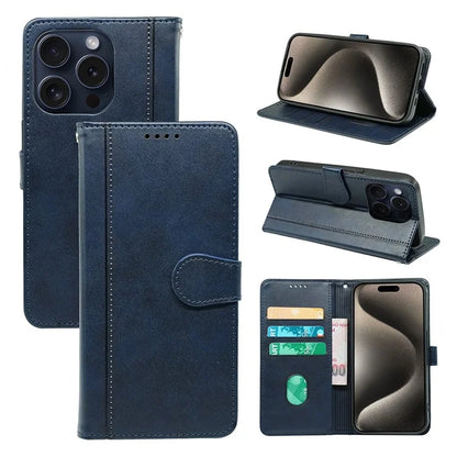 For iPhone 15 Pro Stand Case Shockproof PU Leather Phone Cover