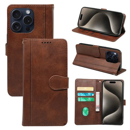 For iPhone 15 Pro Stand Case Shockproof PU Leather Phone Cover