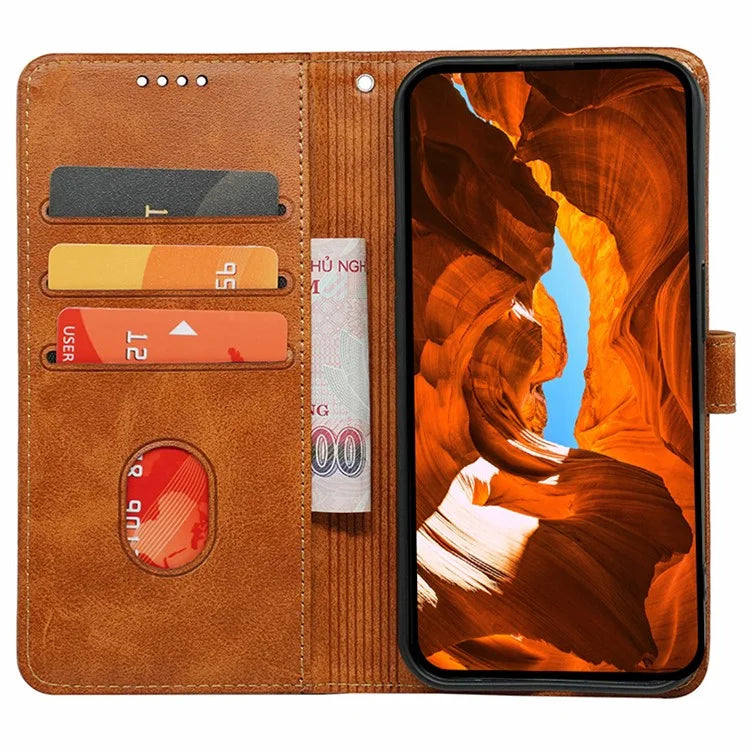 For iPhone 15 Pro Stand Case Shockproof PU Leather Phone Cover