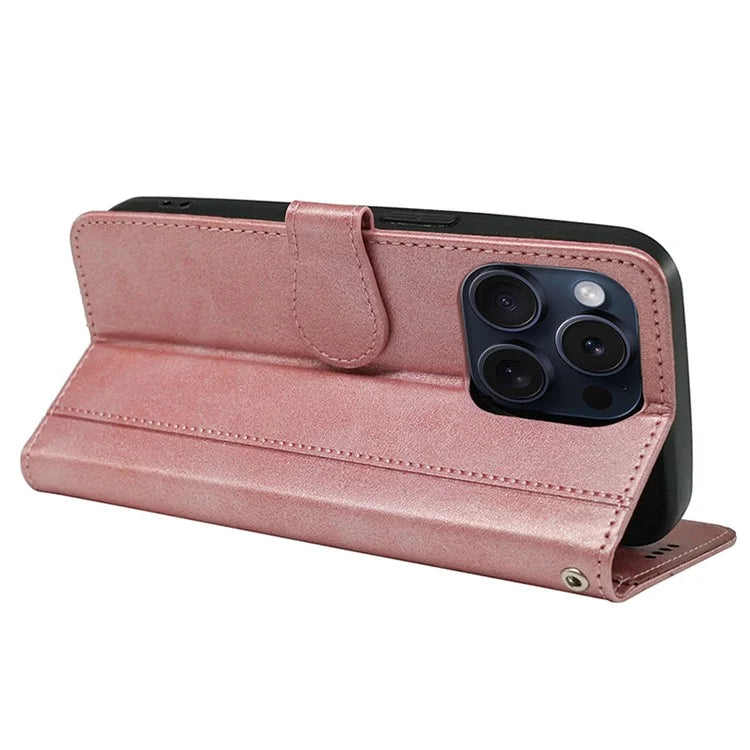 For iPhone 15 Pro Stand Case Shockproof PU Leather Phone Cover