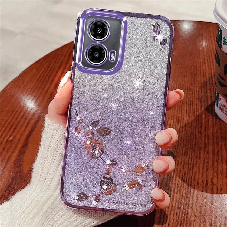 KADEM For Motorola Edge 50 Fusion 5G Case Glitter Rhinestone TPU Phone Cover