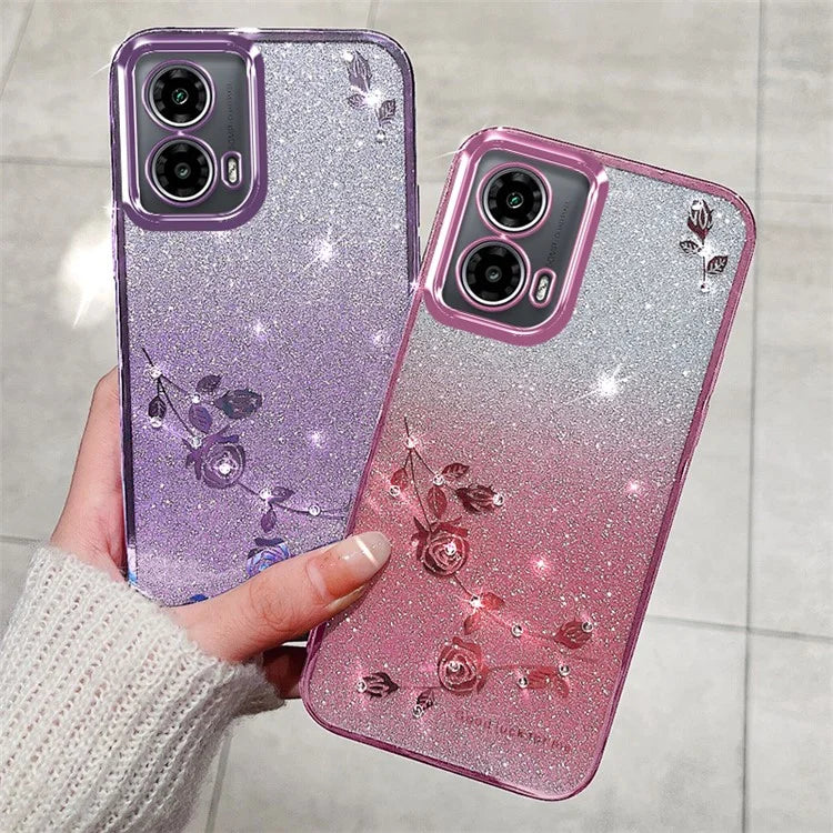 KADEM For Motorola Edge 50 Fusion 5G Case Glitter Rhinestone TPU Phone Cover