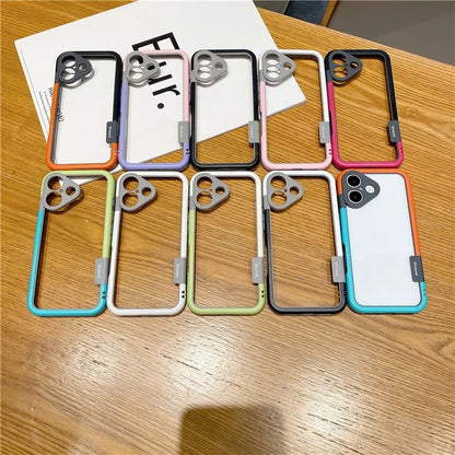 WOLMTT For iPhone 16 Case Hybrid PC+TPU Phone Cover Dual Color Splicing Edge