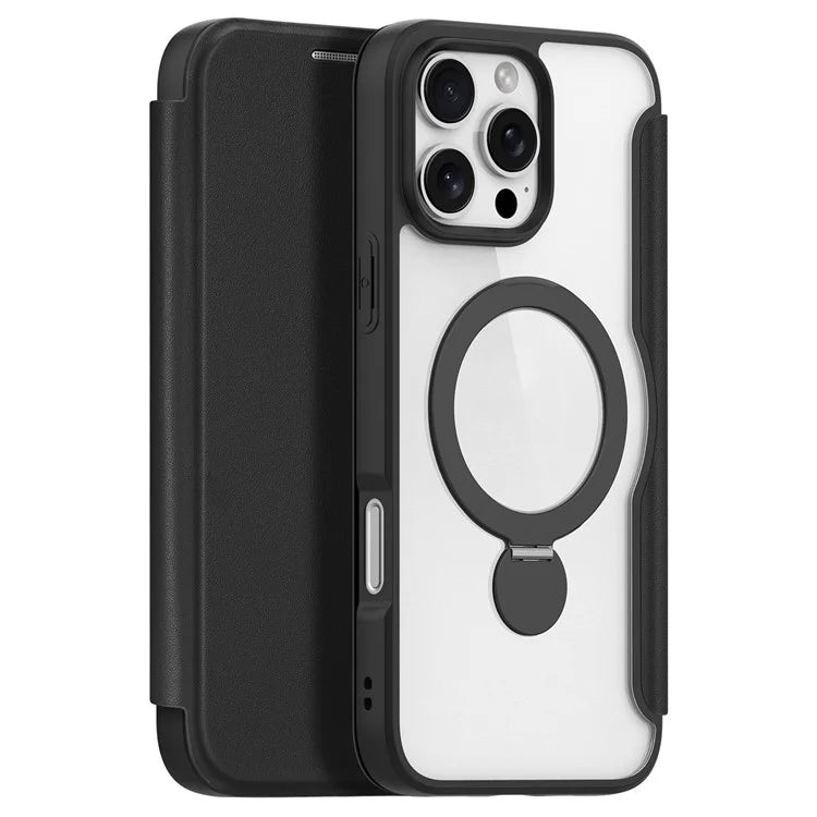 DUX DUCIS Skin X Pro Series for iPhone 16 Pro Max Magnetic Case Kickstand Leather Flip Phone Cover