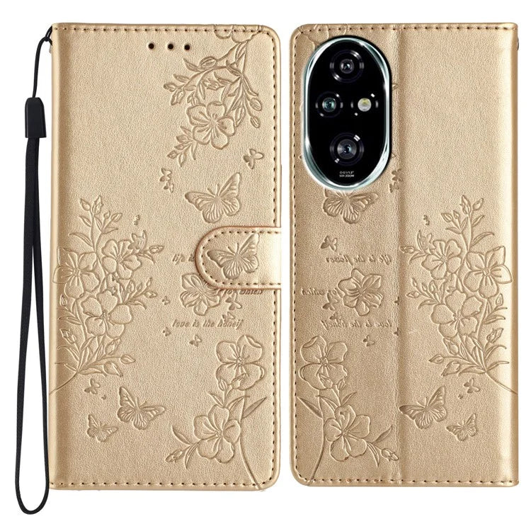 For Honor 200 5G Wallet Phone Case Butterfly Floral Imprint Leather Flip Cover