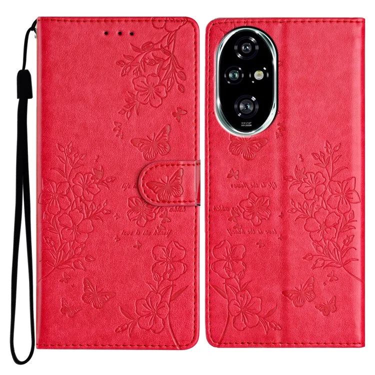 For Honor 200 5G Wallet Phone Case Butterfly Floral Imprint Leather Flip Cover