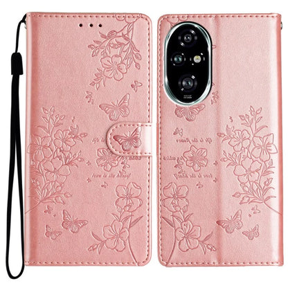 For Honor 200 5G Wallet Phone Case Butterfly Floral Imprint Leather Flip Cover