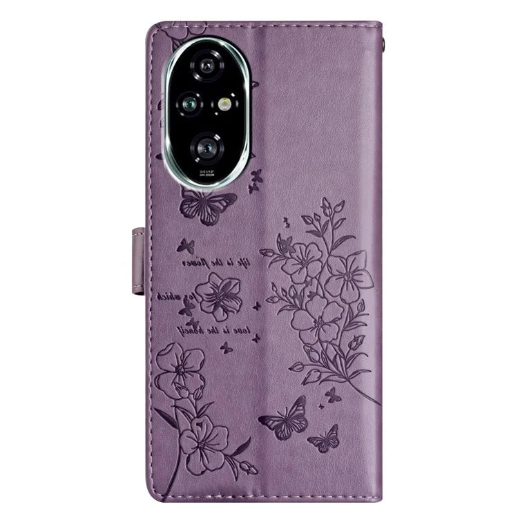 For Honor 200 5G Wallet Phone Case Butterfly Floral Imprint Leather Flip Cover