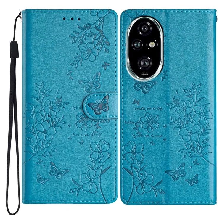 For Honor 200 5G Wallet Phone Case Butterfly Floral Imprint Leather Flip Cover