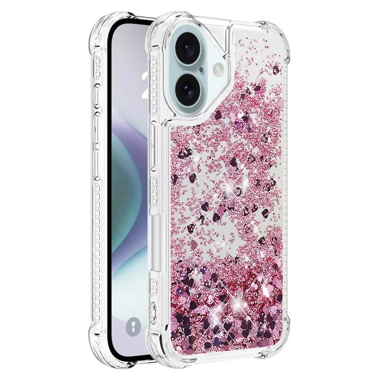 YB Quicksand Series-1 For iPhone 16 Case Glitter Liquid Anti-Drop TPU Phone Cover