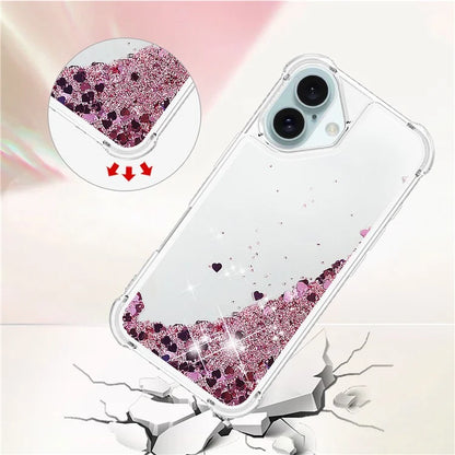 YB Quicksand Series-1 For iPhone 16 Case Glitter Liquid Anti-Drop TPU Phone Cover