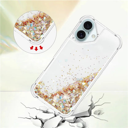 YB Quicksand Series-1 For iPhone 16 Case Glitter Liquid Anti-Drop TPU Phone Cover