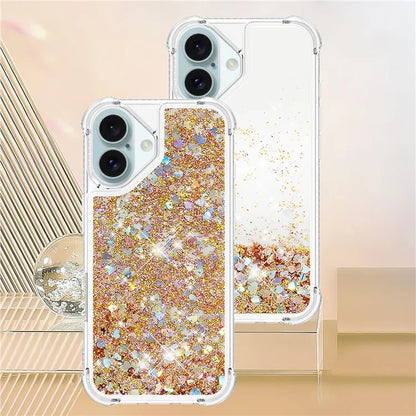 YB Quicksand Series-1 For iPhone 16 Case Glitter Liquid Anti-Drop TPU Phone Cover