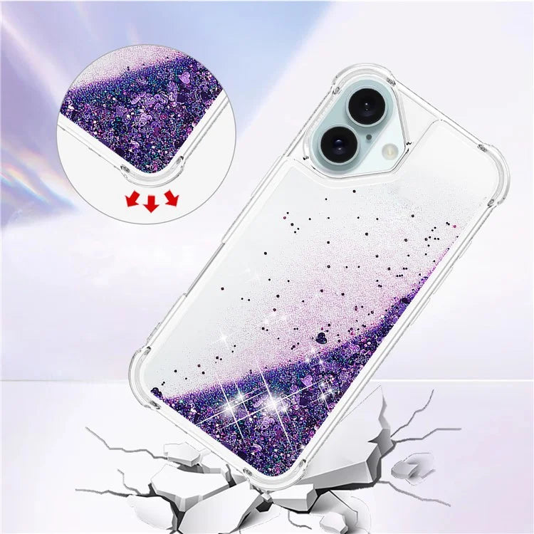 YB Quicksand Series-1 For iPhone 16 Case Glitter Liquid Anti-Drop TPU Phone Cover