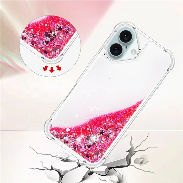 YB Quicksand Series-1 For iPhone 16 Case Glitter Liquid Anti-Drop TPU Phone Cover