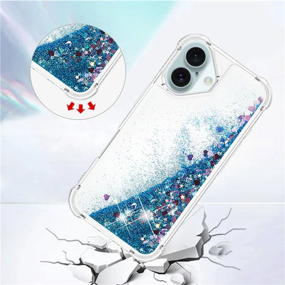 YB Quicksand Series-1 For iPhone 16 Case Glitter Liquid Anti-Drop TPU Phone Cover