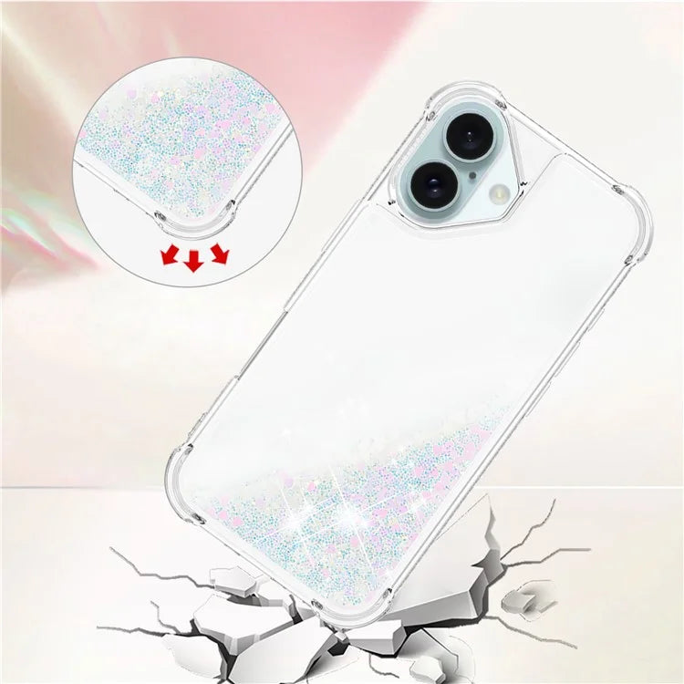 YB Quicksand Series-1 For iPhone 16 Case Glitter Liquid Anti-Drop TPU Phone Cover