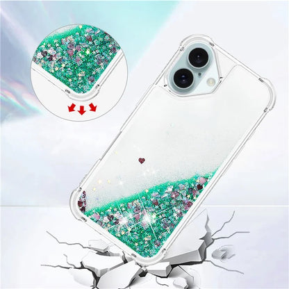 YB Quicksand Series-1 For iPhone 16 Case Glitter Liquid Anti-Drop TPU Phone Cover