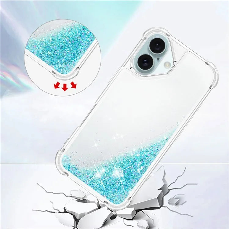 YB Quicksand Series-1 For iPhone 16 Case Glitter Liquid Anti-Drop TPU Phone Cover